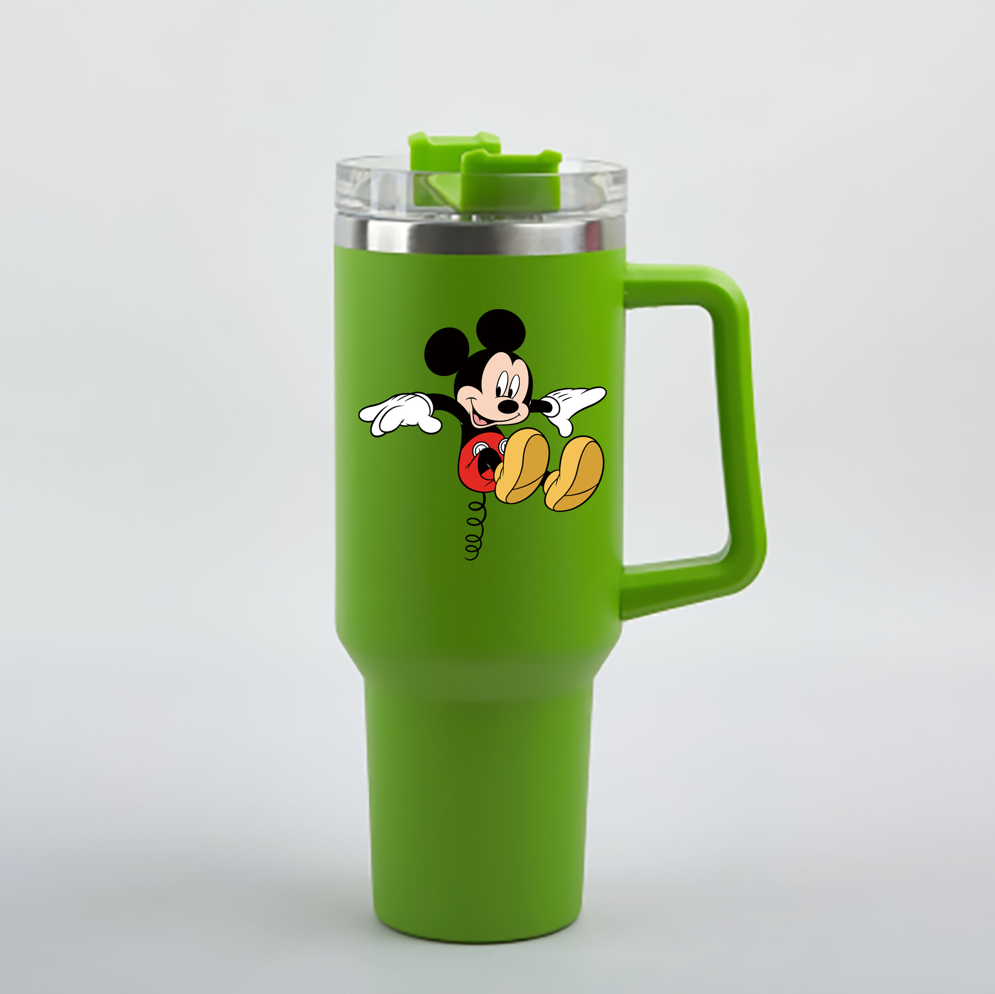 （画像用） ミッキーマウス Mickey Mouse 1200mL車用タンブラー - クリスタルステッカー（プラスチックストロー付き）